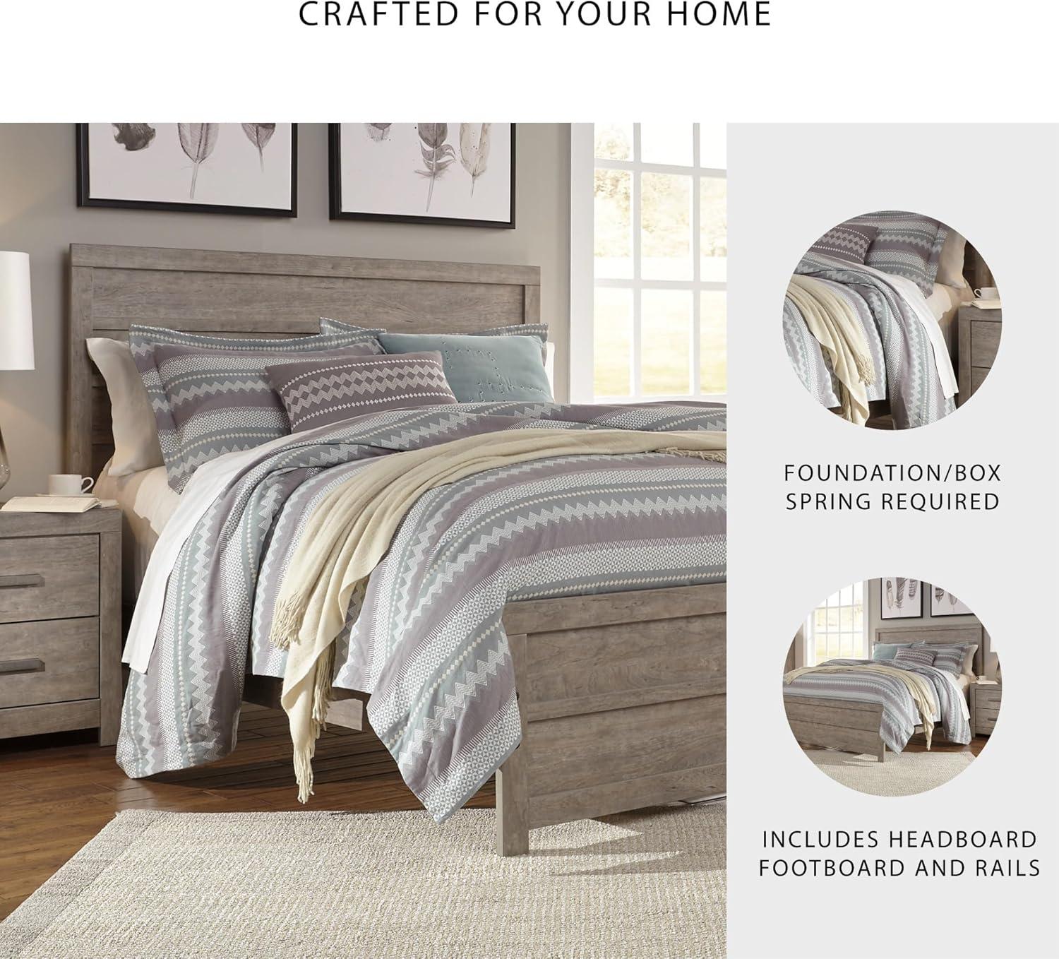 imageSignature Design by Ashley Culverbach Coastal 6Drawer Dresser and Mirror with AntiTipping Restraint GrayQueen Panel Bed