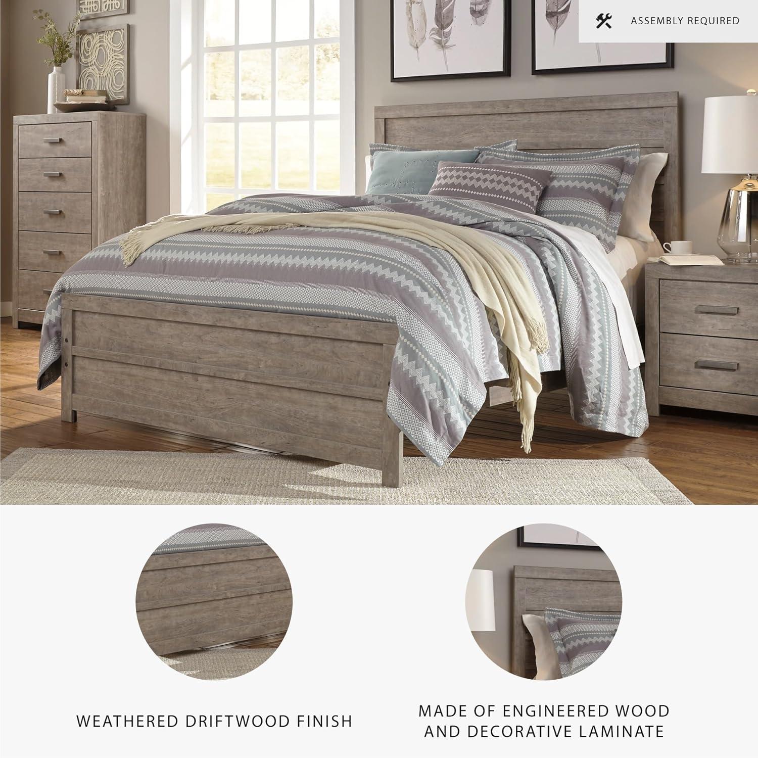 imageSignature Design by Ashley Culverbach Coastal 6Drawer Dresser and Mirror with AntiTipping Restraint GrayQueen Panel Bed
