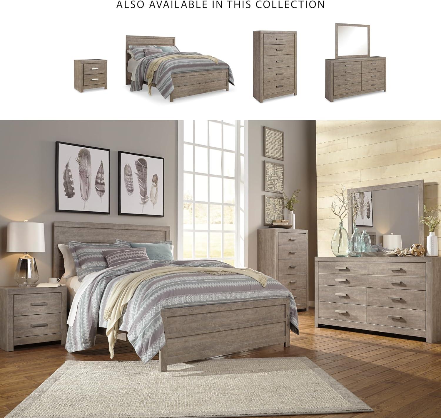 imageSignature Design by Ashley Culverbach Coastal 6Drawer Dresser and Mirror with AntiTipping Restraint GrayQueen Panel Bed