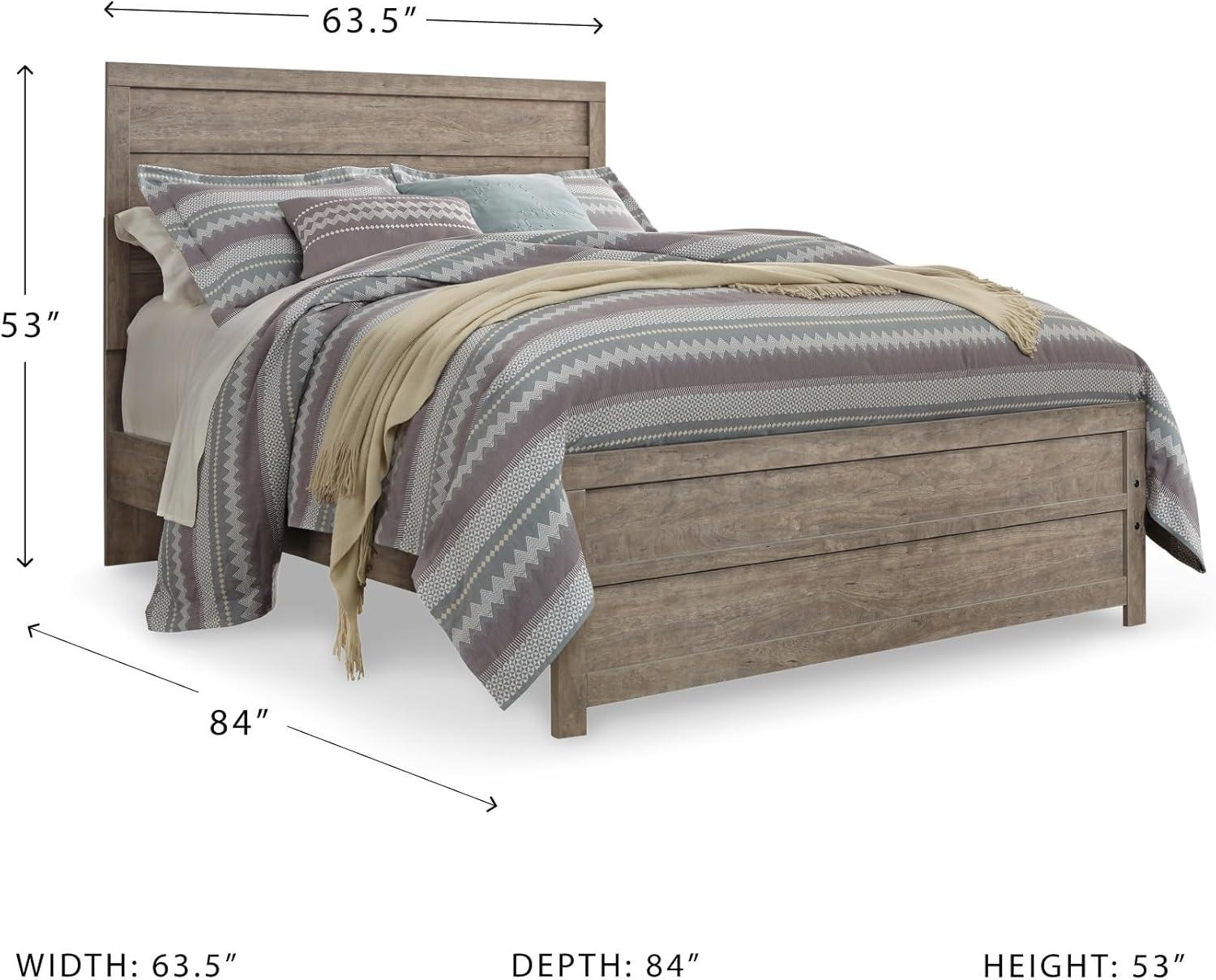 imageSignature Design by Ashley Culverbach Coastal 6Drawer Dresser and Mirror with AntiTipping Restraint GrayQueen Panel Bed