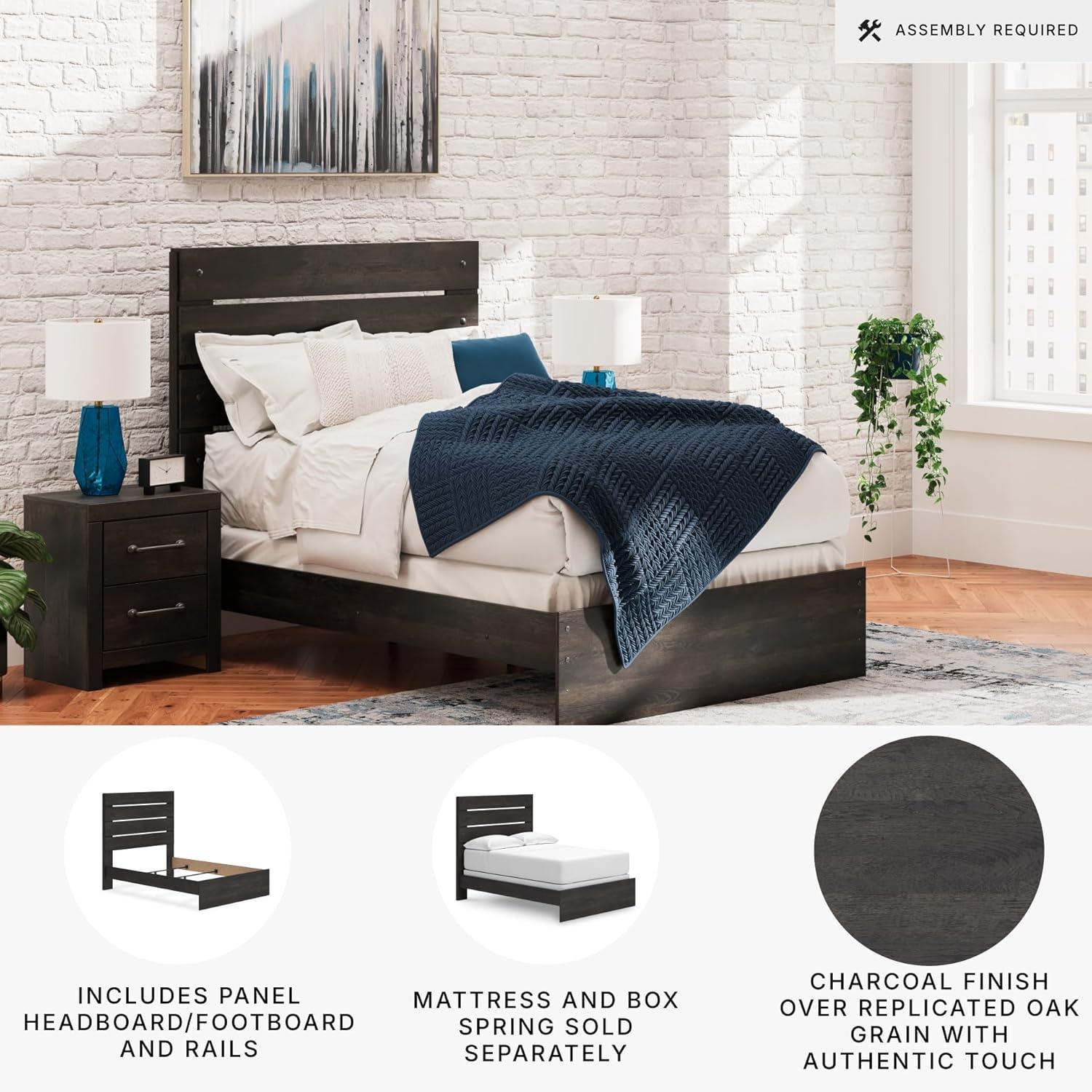 imageSignature Design by Ashley Delmorta Rustic Panel Bed Foundation or Box Spring Needed Full GrayPanel Bed