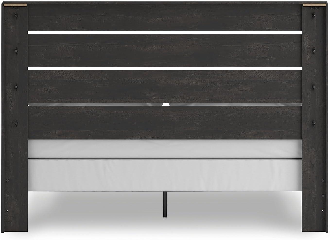 imageSignature Design by Ashley Delmorta Rustic Panel Bed Foundation or Box Spring Needed Full GrayPanel Bed