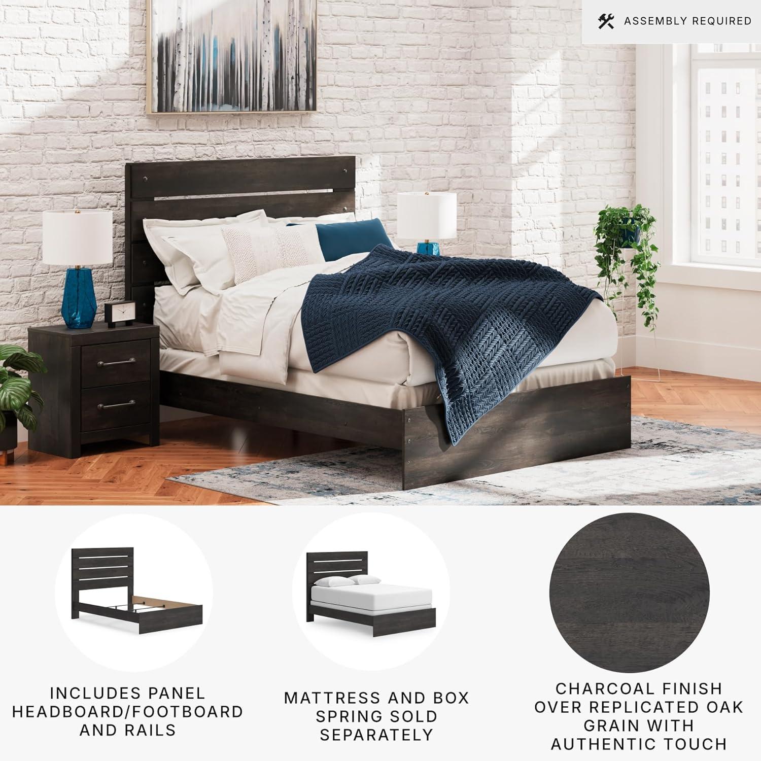 imageSignature Design by Ashley Delmorta Rustic Panel Bed Foundation or Box Spring Needed Full GrayPanel Bed