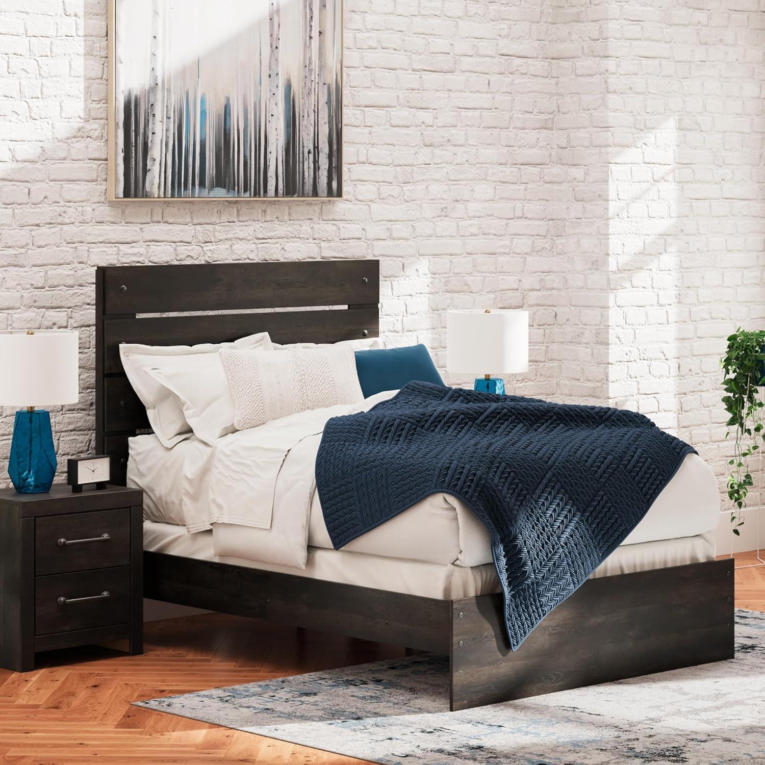 imageSignature Design by Ashley Delmorta Rustic Panel Bed Foundation or Box Spring Needed Full GrayPanel Bed