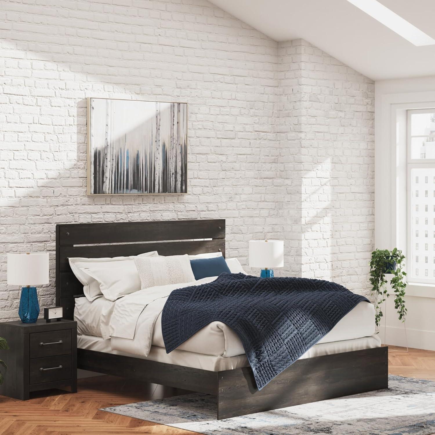 imageSignature Design by Ashley Delmorta Rustic Panel Bed Foundation or Box Spring Needed Full GrayPanel Bed