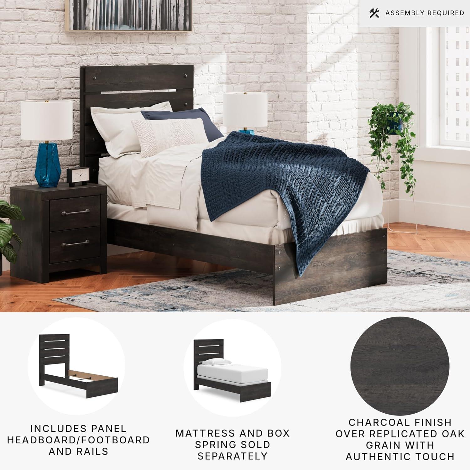 imageSignature Design by Ashley Delmorta Rustic Panel Bed Foundation or Box Spring Needed Full GrayPanel Bed