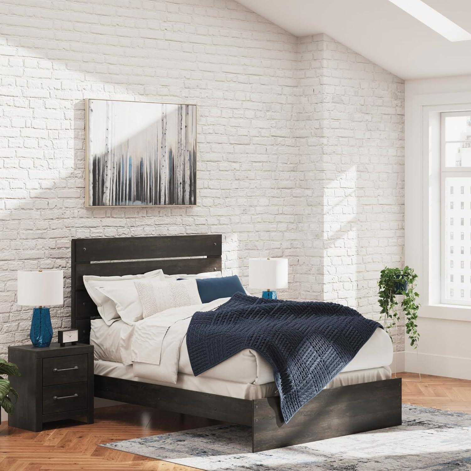 imageSignature Design by Ashley Delmorta Rustic Panel Bed Foundation or Box Spring Needed Full GrayPanel Bed