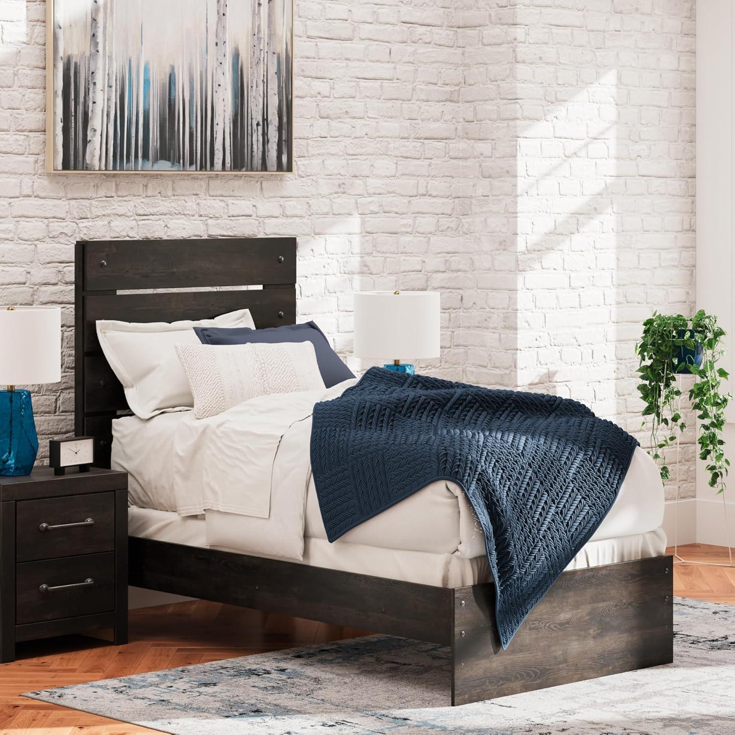 imageSignature Design by Ashley Delmorta Rustic Panel Bed Foundation or Box Spring Needed Full GrayPanel Bed