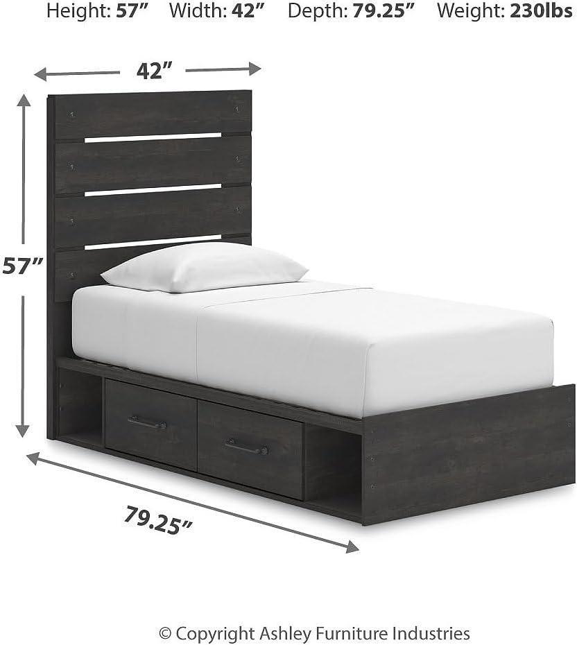 imageSignature Design by Ashley Delmorta Rustic Panel Bed Foundation or Box Spring Needed Full GrayPanel Bed with Storage