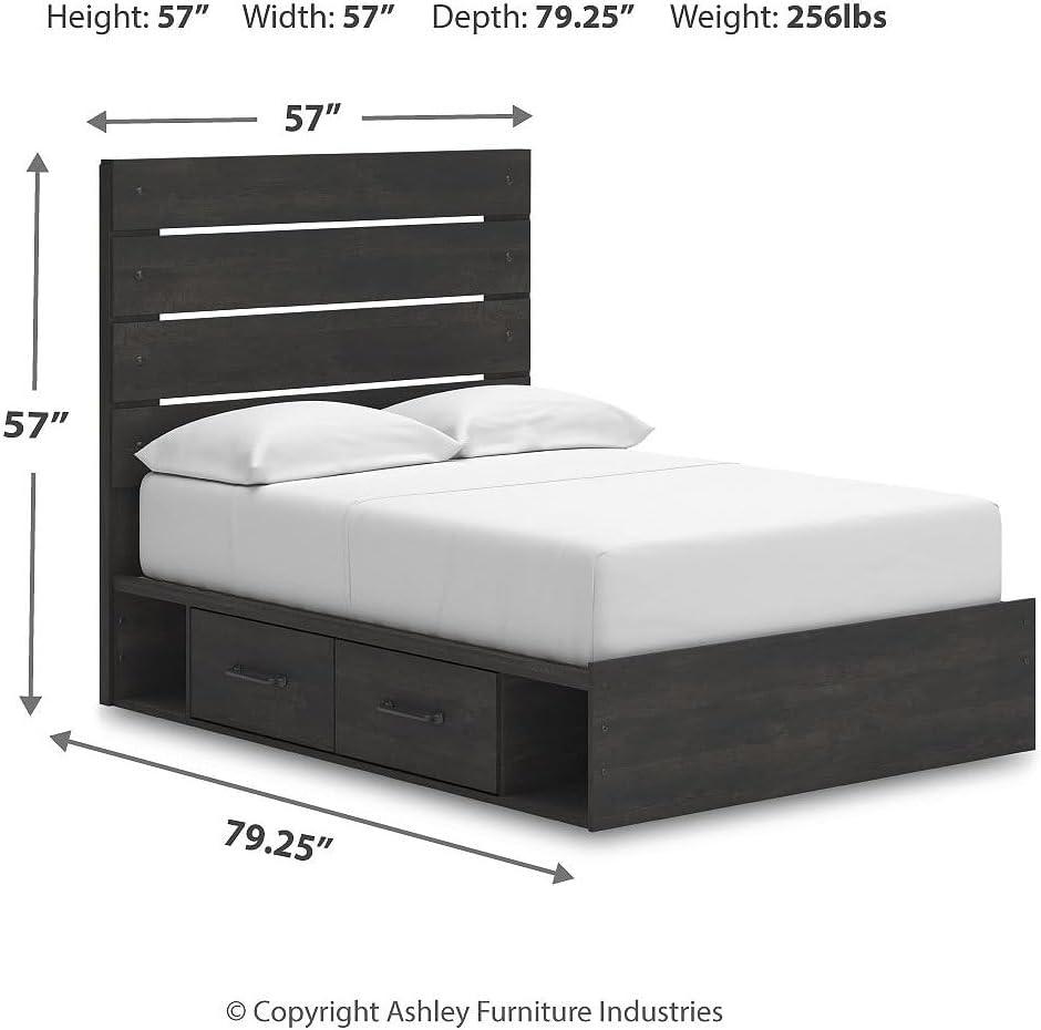 imageSignature Design by Ashley Delmorta Rustic Panel Bed Foundation or Box Spring Needed Full GrayPanel Bed with Storage