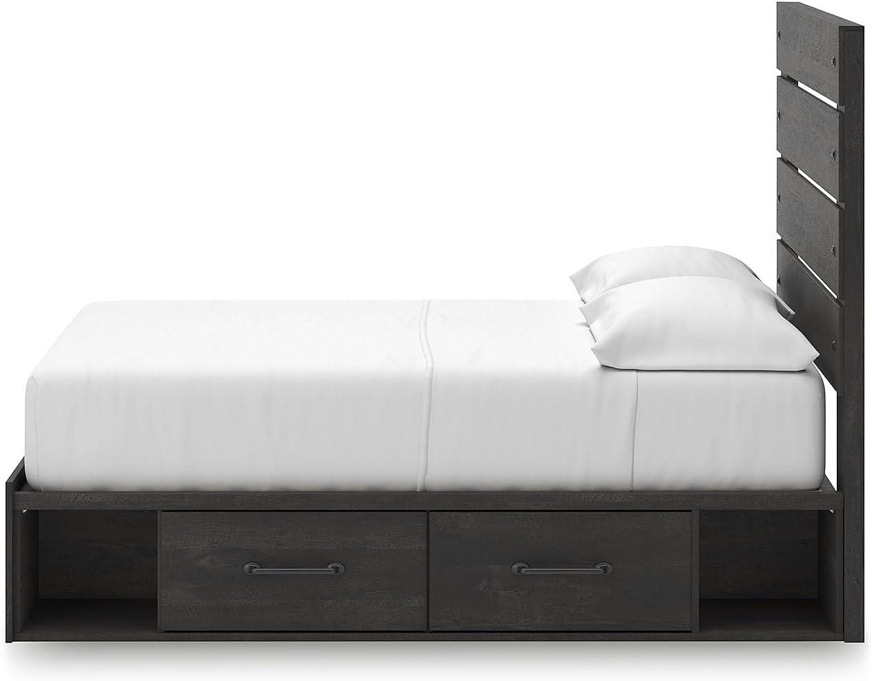 imageSignature Design by Ashley Delmorta Rustic Panel Bed Foundation or Box Spring Needed Full GrayPanel Bed with Storage