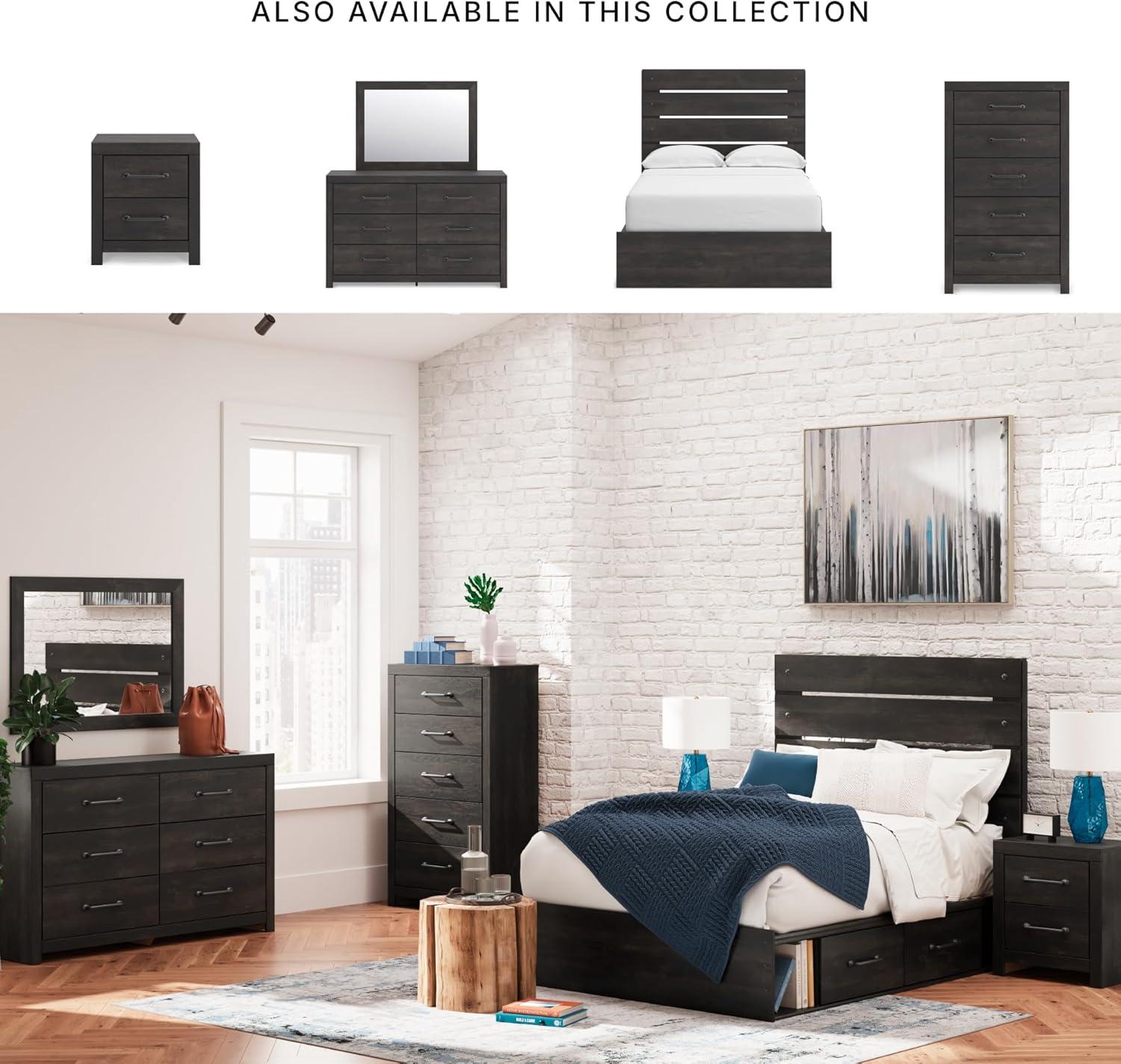 imageSignature Design by Ashley Delmorta Rustic Panel Bed Foundation or Box Spring Needed Full GrayPanel Bed with Storage