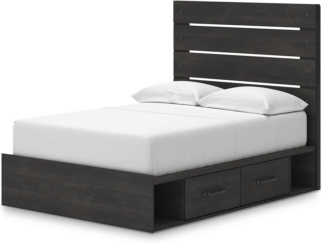 imageSignature Design by Ashley Delmorta Rustic Panel Bed Foundation or Box Spring Needed Full GrayPanel Bed with Storage