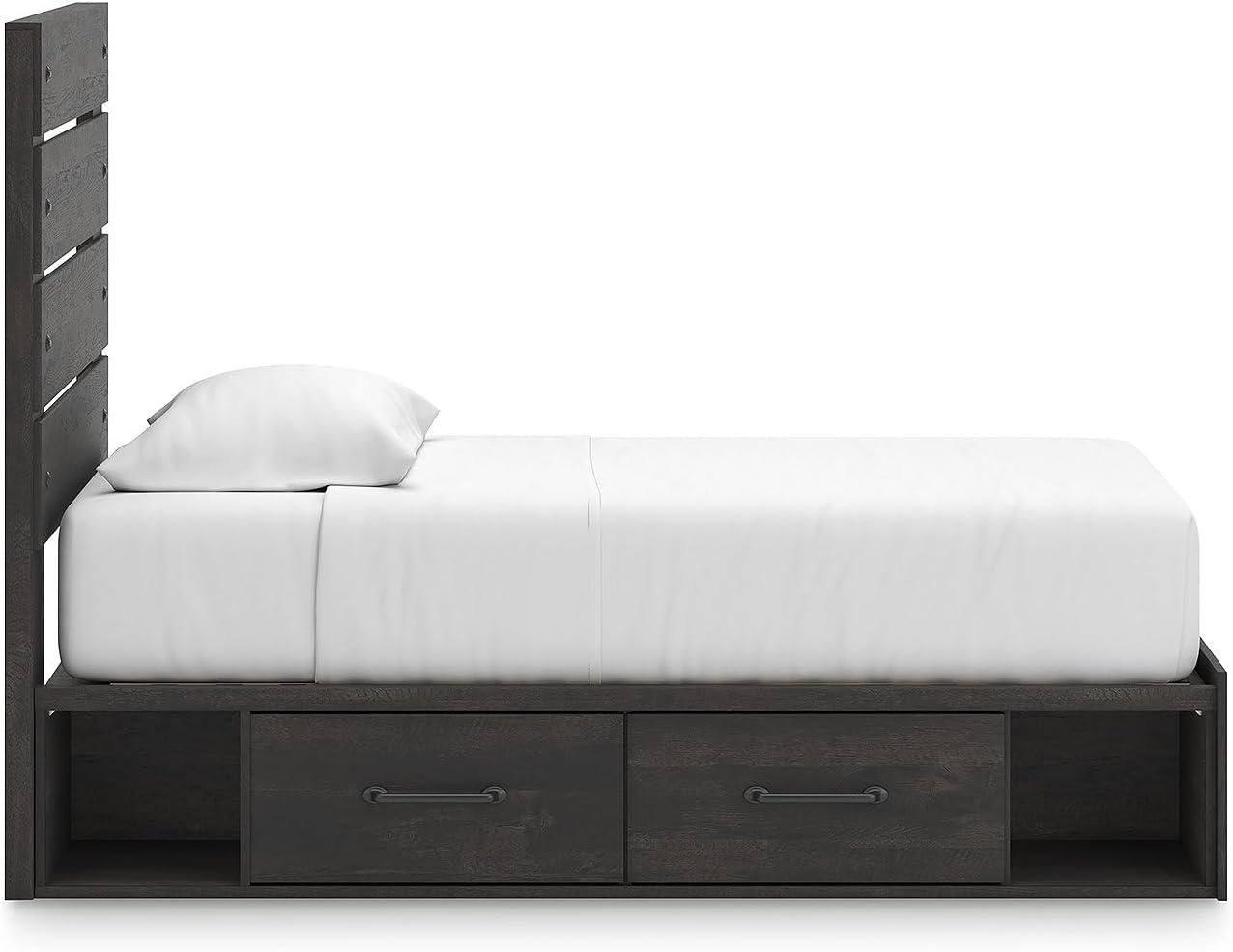 imageSignature Design by Ashley Delmorta Rustic Panel Bed Foundation or Box Spring Needed Full GrayPanel Bed with Storage