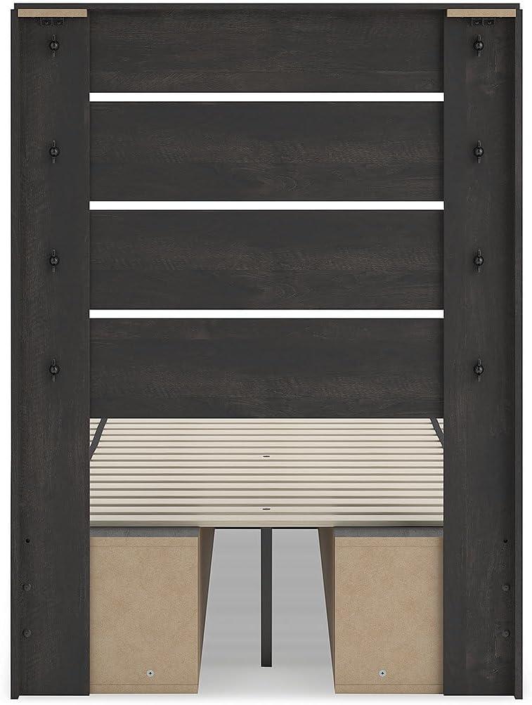 imageSignature Design by Ashley Delmorta Rustic Panel Bed Foundation or Box Spring Needed Full GrayPanel Bed with Storage