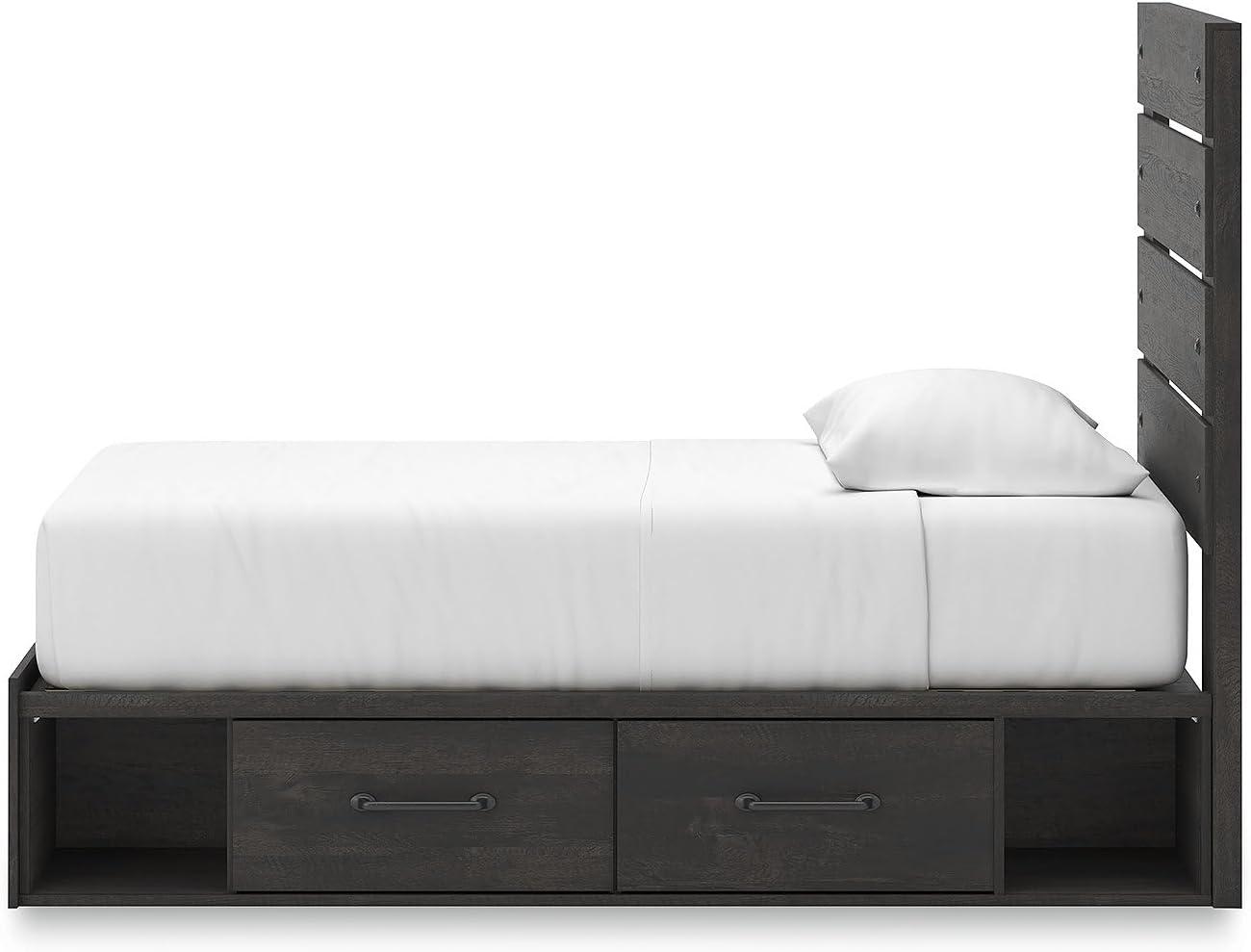 imageSignature Design by Ashley Delmorta Rustic Panel Bed Foundation or Box Spring Needed Full GrayPanel Bed with Storage