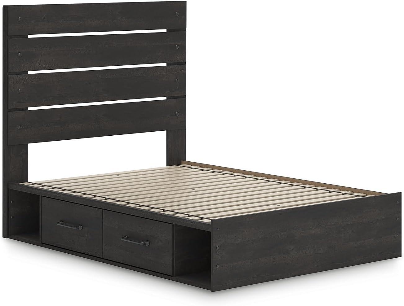 imageSignature Design by Ashley Delmorta Rustic Panel Bed Foundation or Box Spring Needed Full GrayPanel Storage Bed
