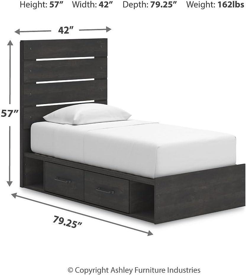 imageSignature Design by Ashley Delmorta Rustic Panel Bed Foundation or Box Spring Needed Full GrayPanel Storage Bed