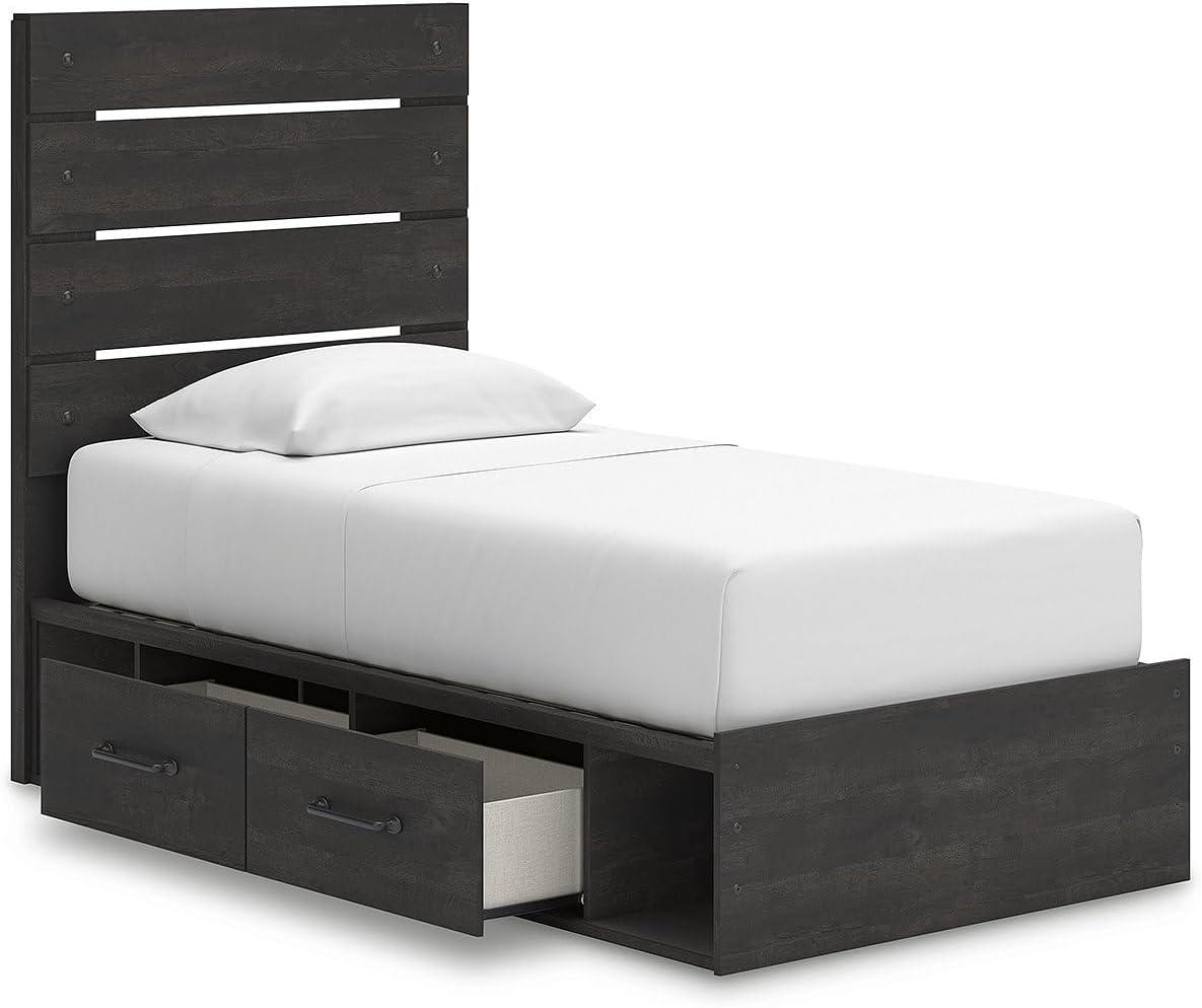 imageSignature Design by Ashley Delmorta Rustic Panel Bed Foundation or Box Spring Needed Full GrayPanel Storage Bed