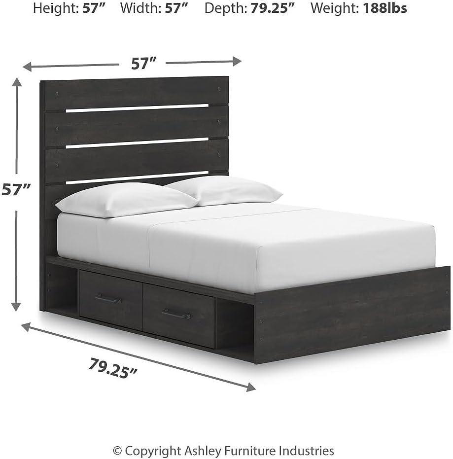 imageSignature Design by Ashley Delmorta Rustic Panel Bed Foundation or Box Spring Needed Full GrayPanel Storage Bed
