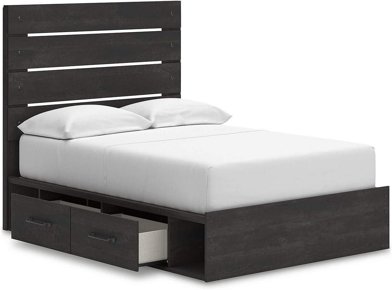 imageSignature Design by Ashley Delmorta Rustic Panel Bed Foundation or Box Spring Needed Full GrayPanel Storage Bed
