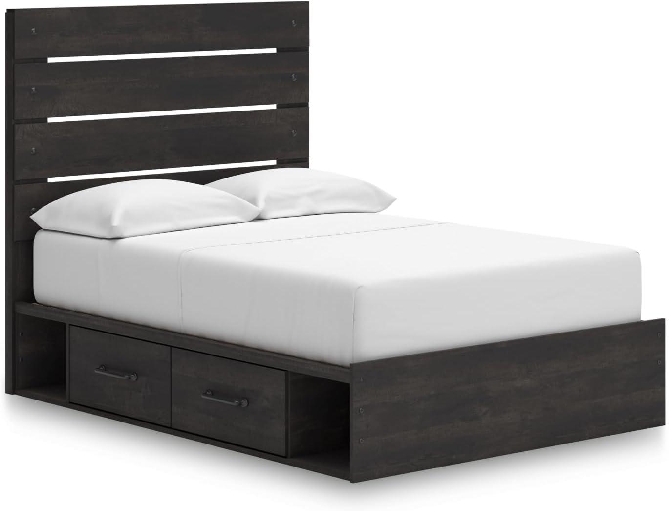 imageSignature Design by Ashley Delmorta Rustic Panel Bed Foundation or Box Spring Needed Full GrayPanel Storage Bed