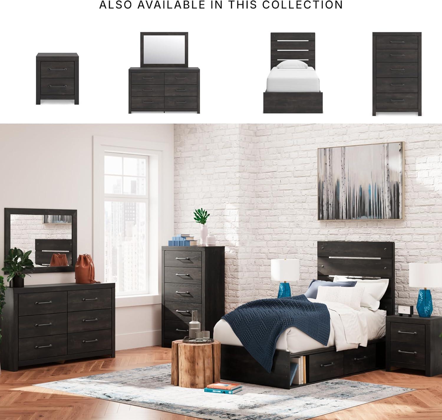 imageSignature Design by Ashley Delmorta Rustic Panel Bed Foundation or Box Spring Needed Full GrayPanel Storage Bed