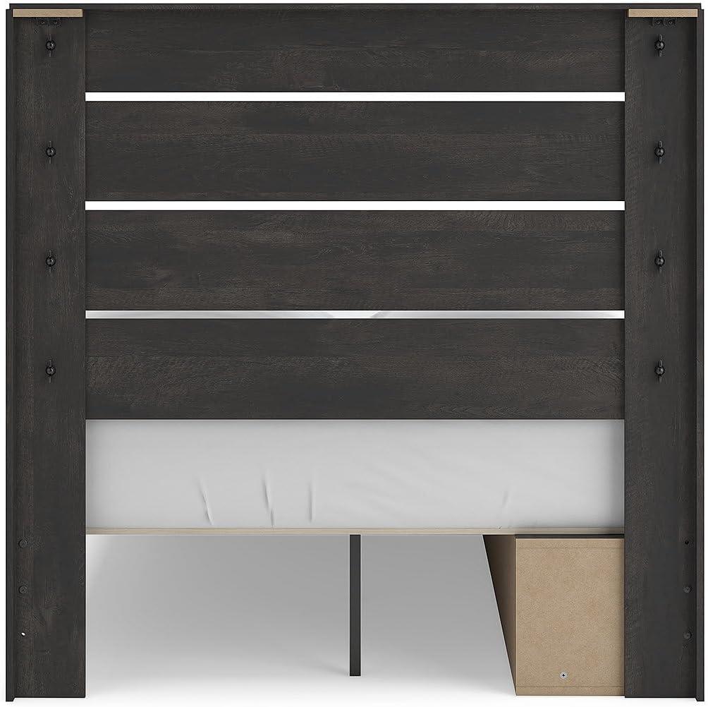 imageSignature Design by Ashley Delmorta Rustic Panel Bed Foundation or Box Spring Needed Full GrayPanel Storage Bed