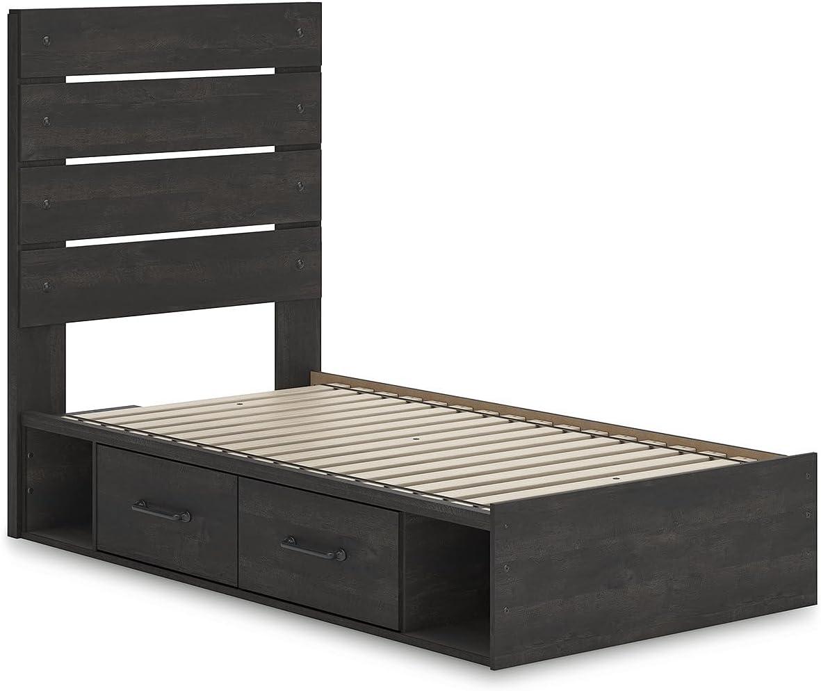 imageSignature Design by Ashley Delmorta Rustic Panel Bed Foundation or Box Spring Needed Full GrayPanel Storage Bed