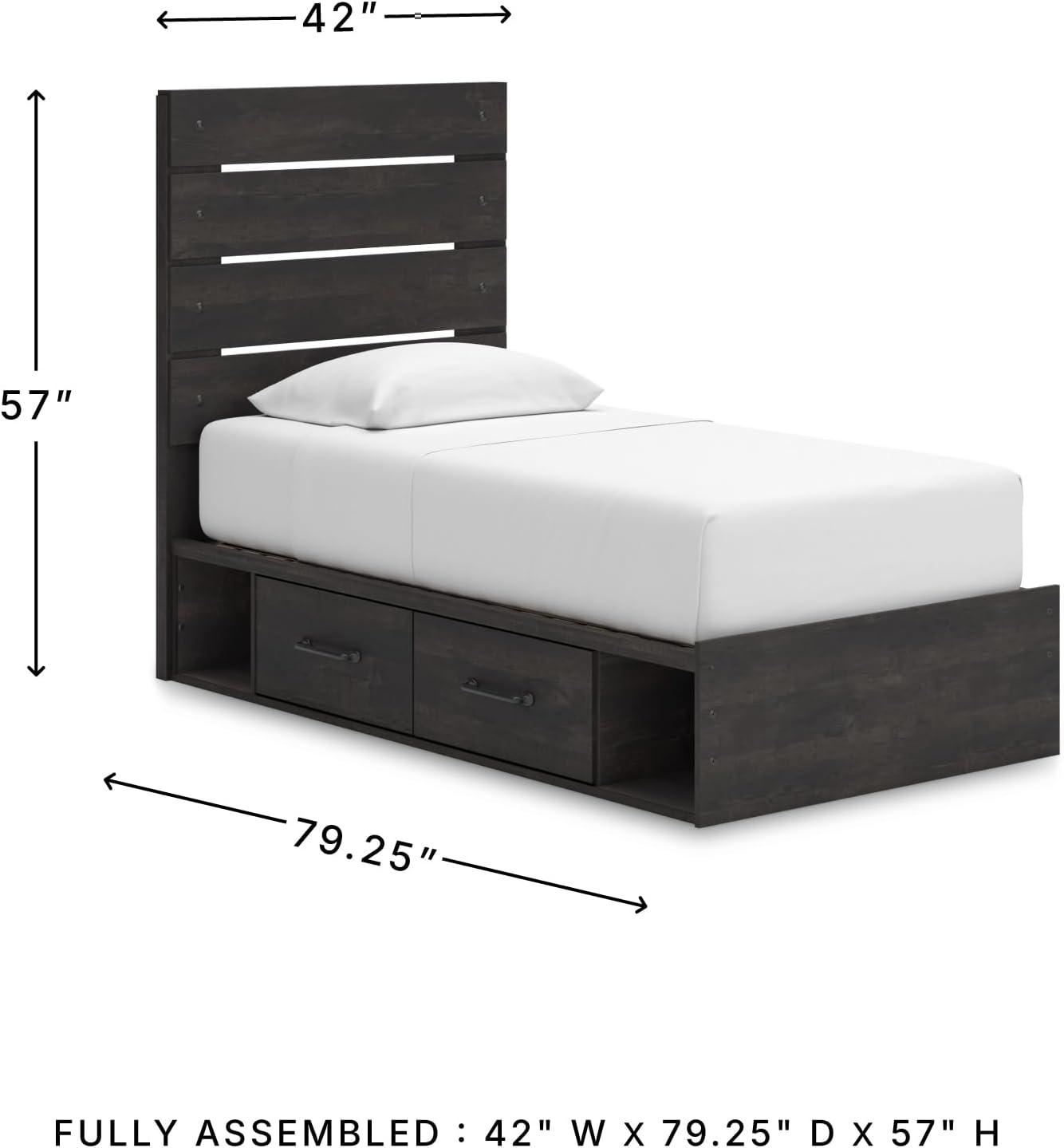 imageSignature Design by Ashley Delmorta Rustic Panel Bed Foundation or Box Spring Needed Full GrayPanel Storage Bed