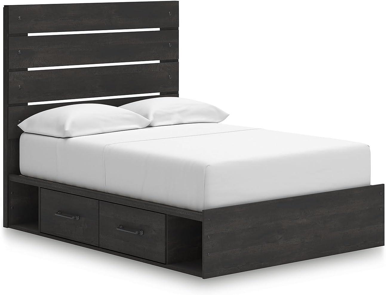 imageSignature Design by Ashley Delmorta Rustic Panel Bed Foundation or Box Spring Needed Full GrayPanel Storage Bed