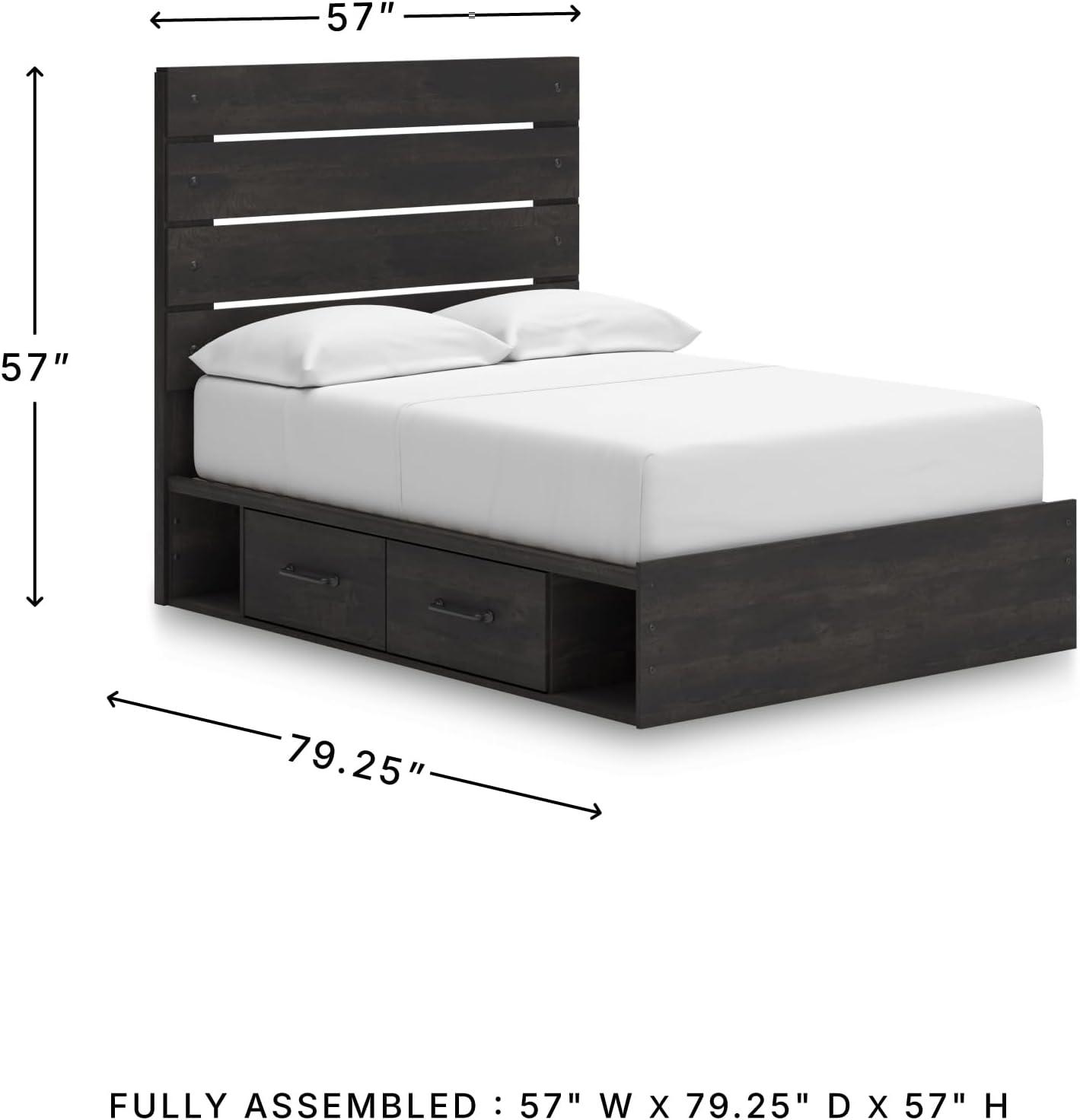 imageSignature Design by Ashley Delmorta Rustic Panel Bed Foundation or Box Spring Needed Full GrayPanel Storage Bed
