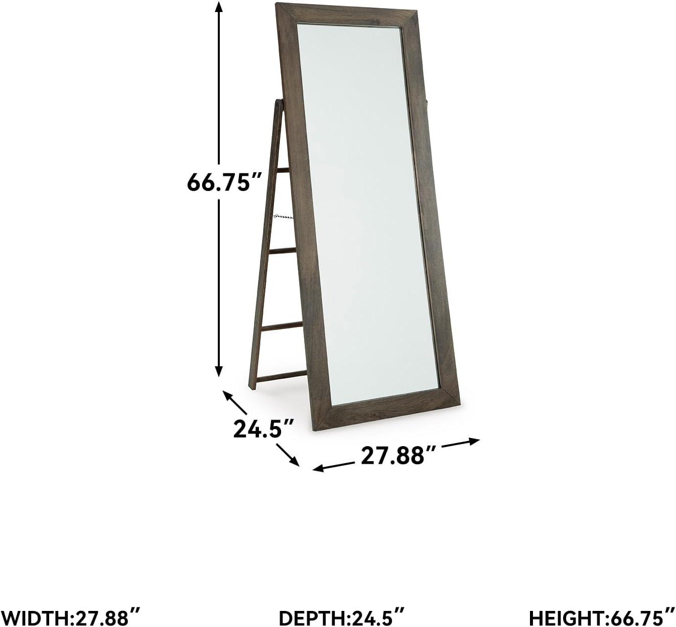 imageSignature Design by Ashley Dirkins Casual Solid Wood Framed Full Length Floor Mirror Dark Brown
