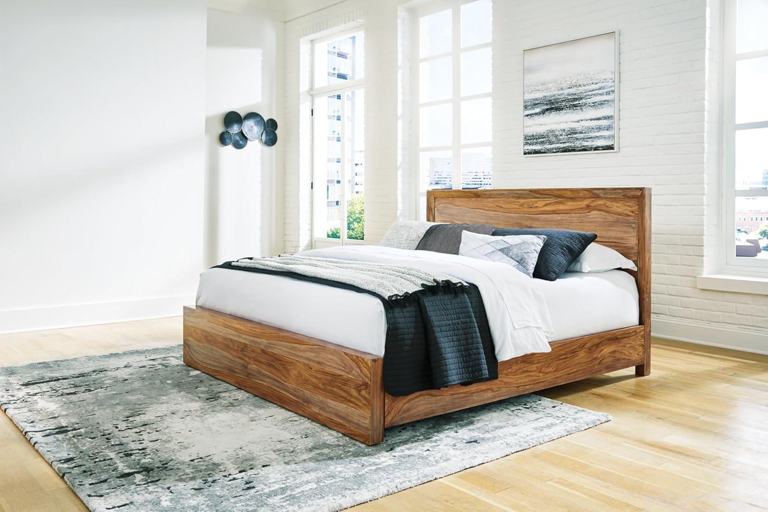 imageSignature Design by Ashley Dressonni Contemporary King Panel Bed Foundation or Box Spring Needed BrownCalifornia King Panel Bed