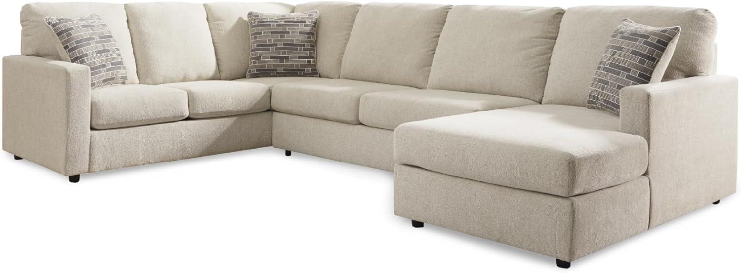 imageSignature Design by Ashley Edenfield Coastal LeftArm Facing 3Piece Sectional with Chaise Loose Seat Cushions and 3 Throw Pillows BeigeLinen