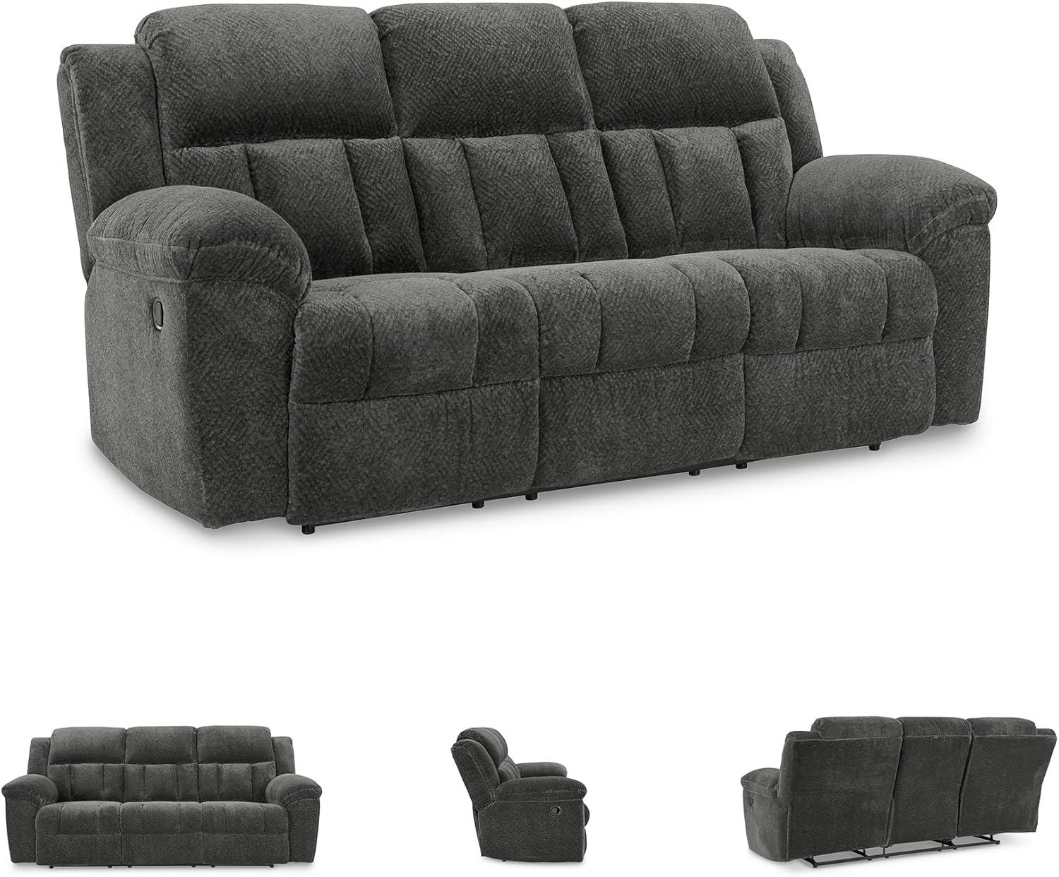 imageSignature Design by Ashley Frohn Contemporary Manual Reclining Sofa GrayGrey