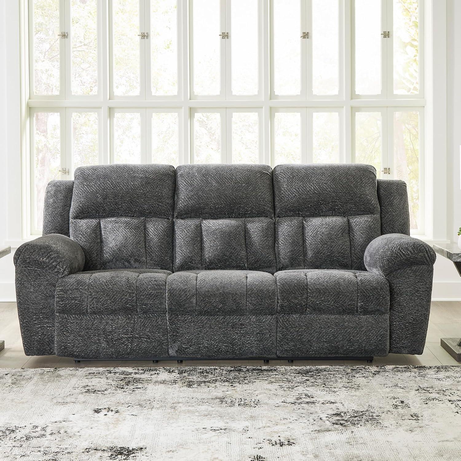 imageSignature Design by Ashley Frohn Contemporary Manual Reclining Sofa GrayGrey