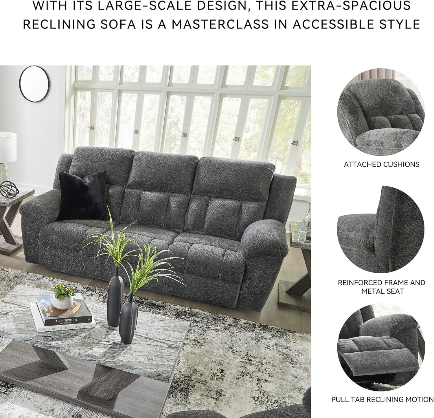 imageSignature Design by Ashley Frohn Contemporary Manual Reclining Sofa GrayGrey