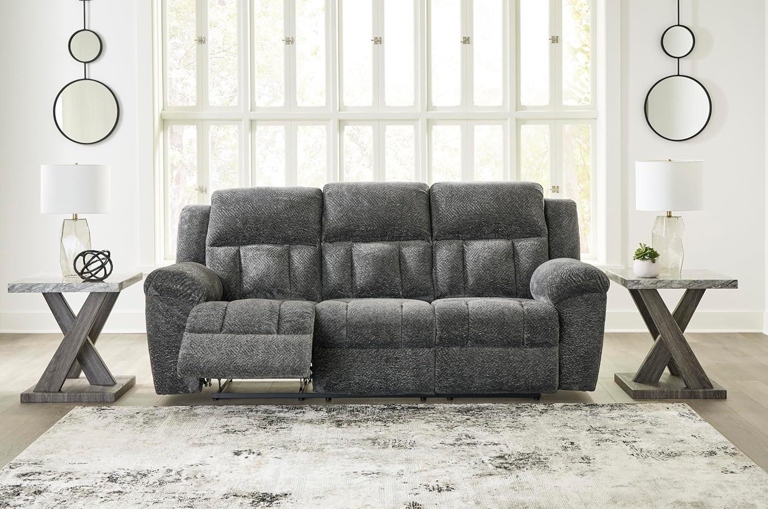 imageSignature Design by Ashley Frohn Contemporary Manual Reclining Sofa GrayGrey
