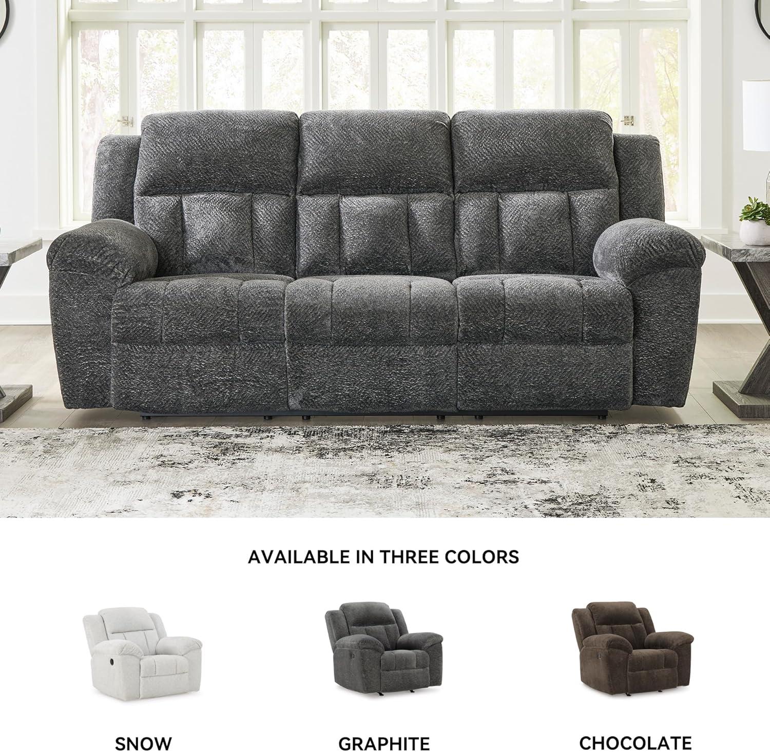 imageSignature Design by Ashley Frohn Contemporary Manual Reclining Sofa GrayGrey