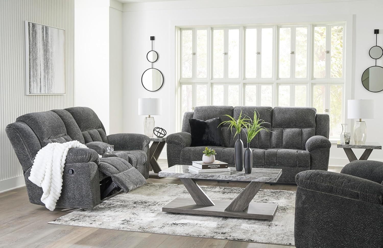 imageSignature Design by Ashley Frohn Contemporary Manual Reclining Sofa GrayGrey