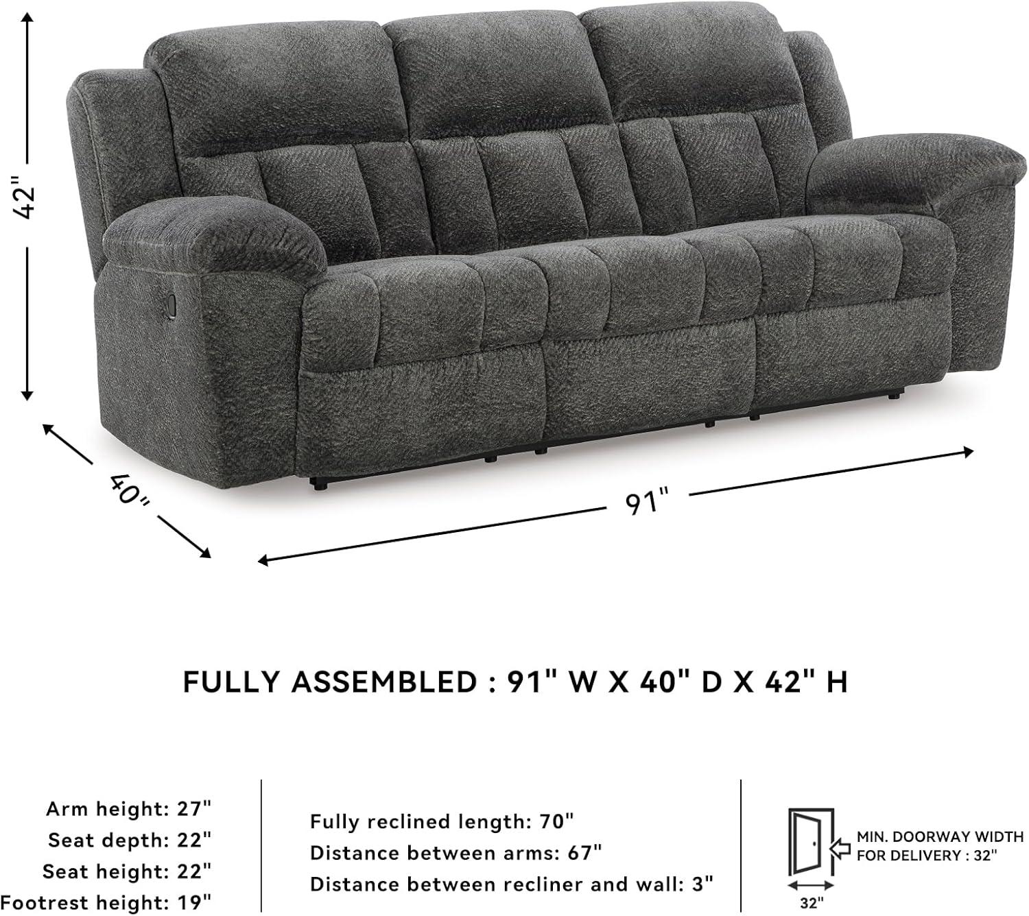 imageSignature Design by Ashley Frohn Contemporary Manual Reclining Sofa GrayGrey
