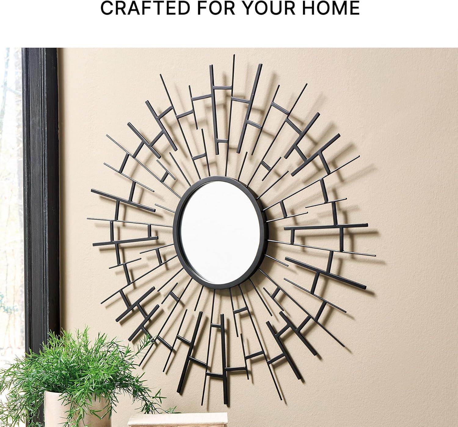imageSignature Design by Ashley Garrenworth Contemporary Wall Mounted Accent Mirror with Metal Frame Black