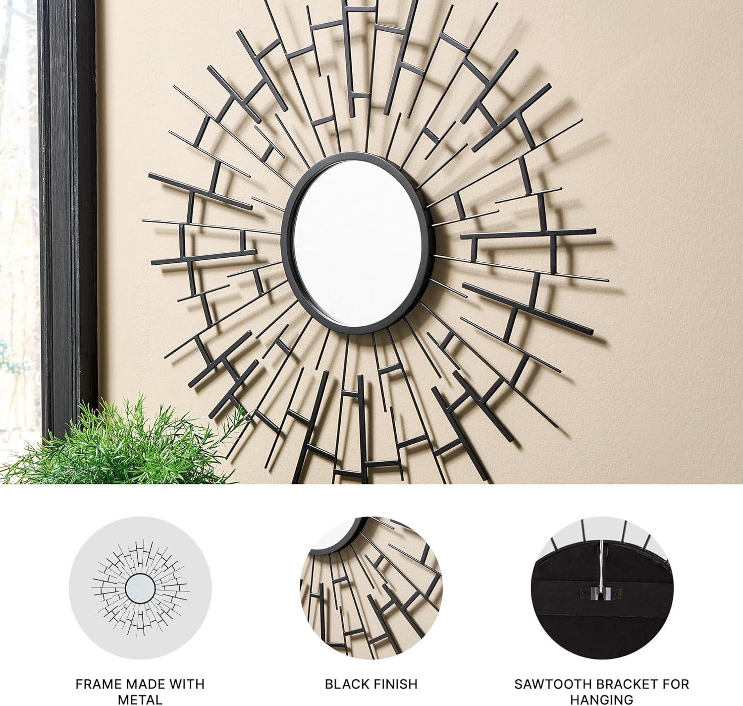 imageSignature Design by Ashley Garrenworth Contemporary Wall Mounted Accent Mirror with Metal Frame Black