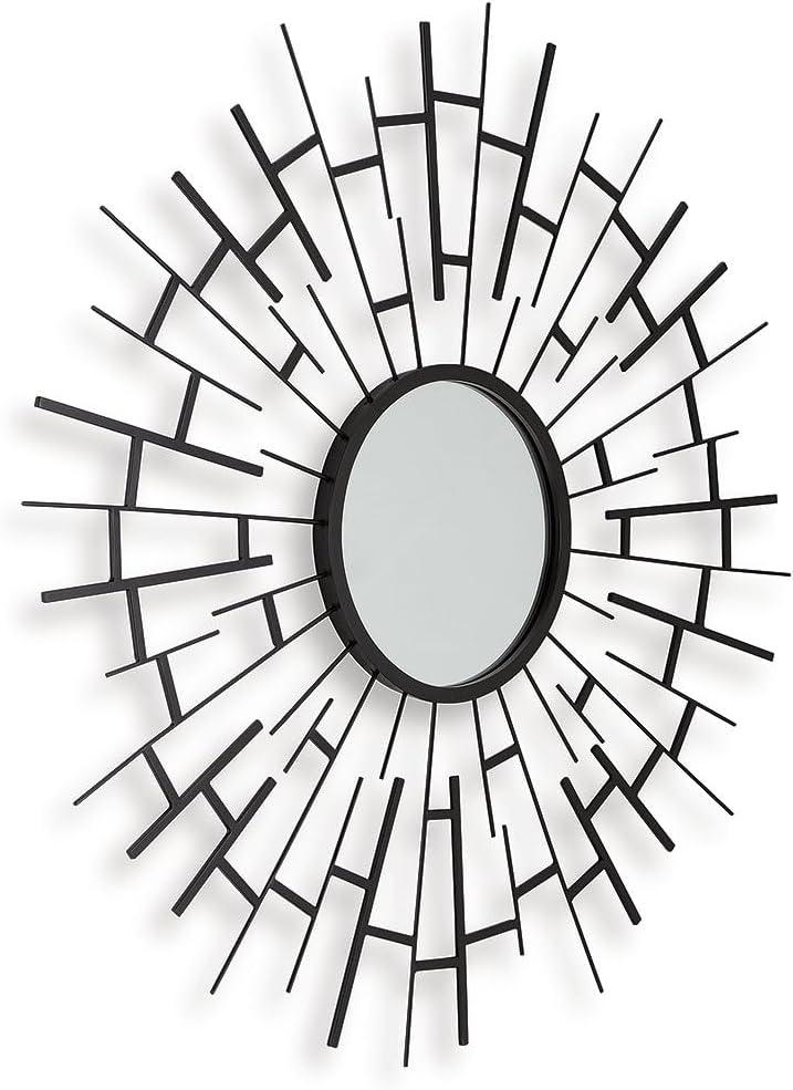 imageSignature Design by Ashley Garrenworth Contemporary Wall Mounted Accent Mirror with Metal Frame Black