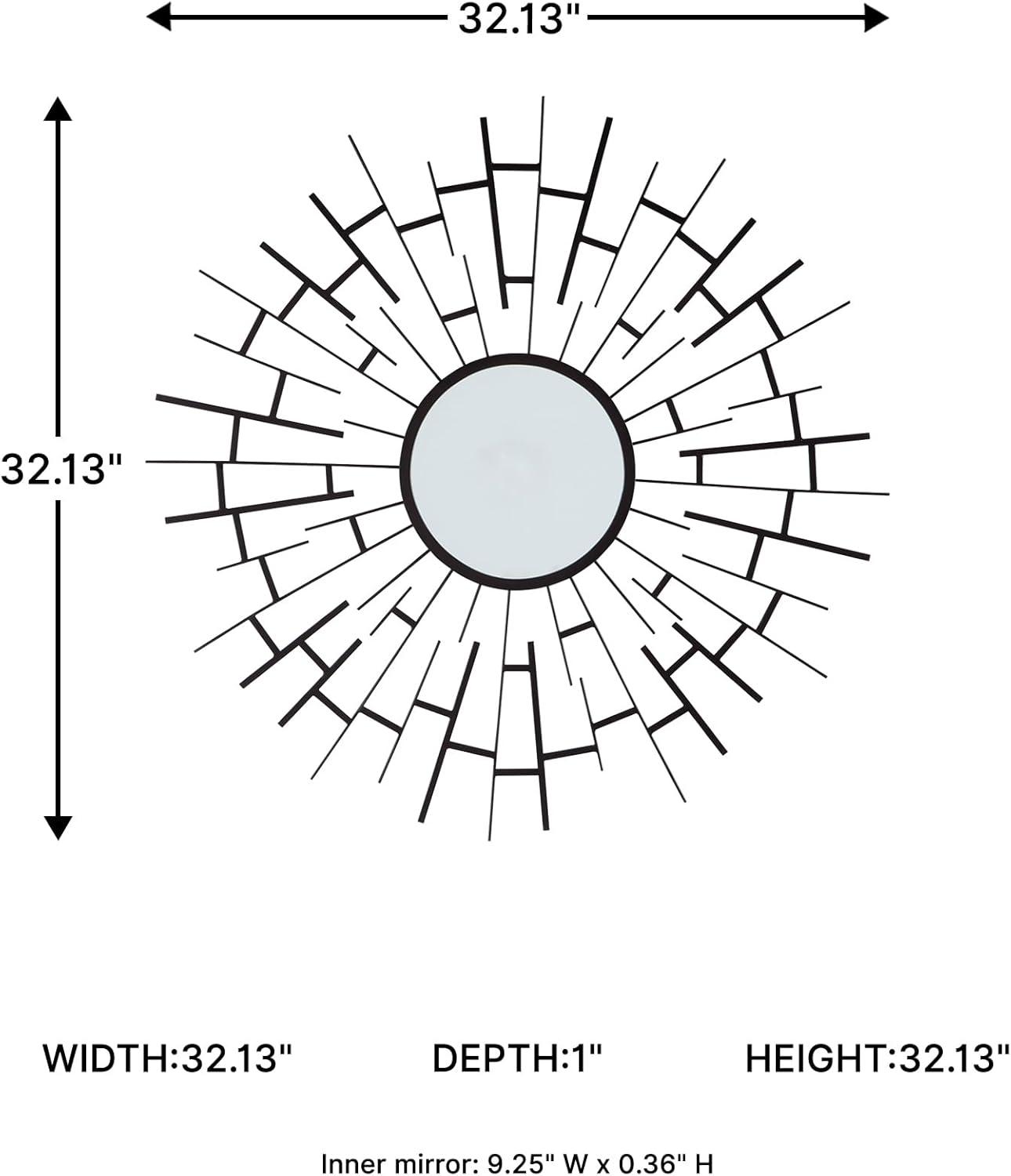 imageSignature Design by Ashley Garrenworth Contemporary Wall Mounted Accent Mirror with Metal Frame Black