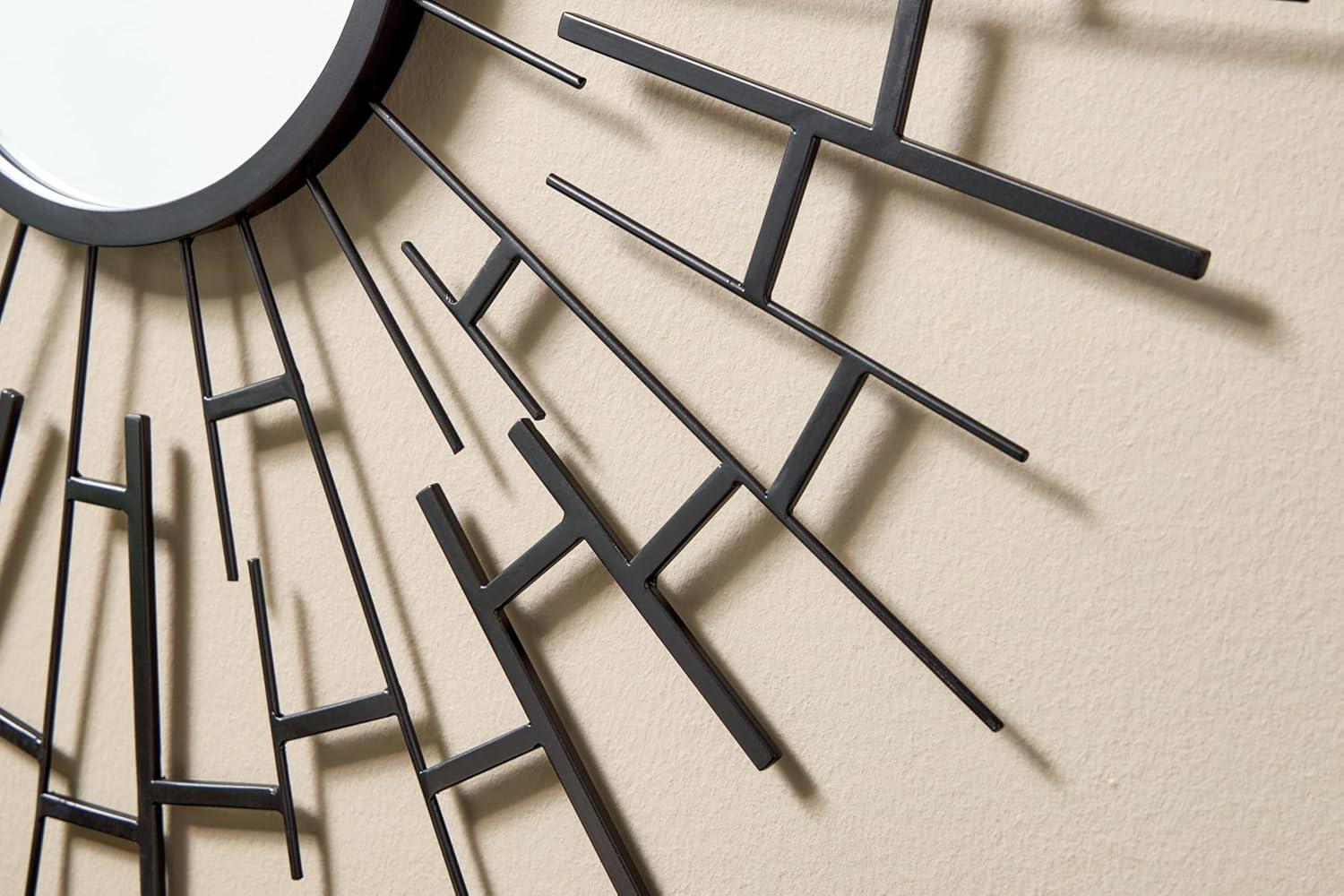 imageSignature Design by Ashley Garrenworth Contemporary Wall Mounted Accent Mirror with Metal Frame Black