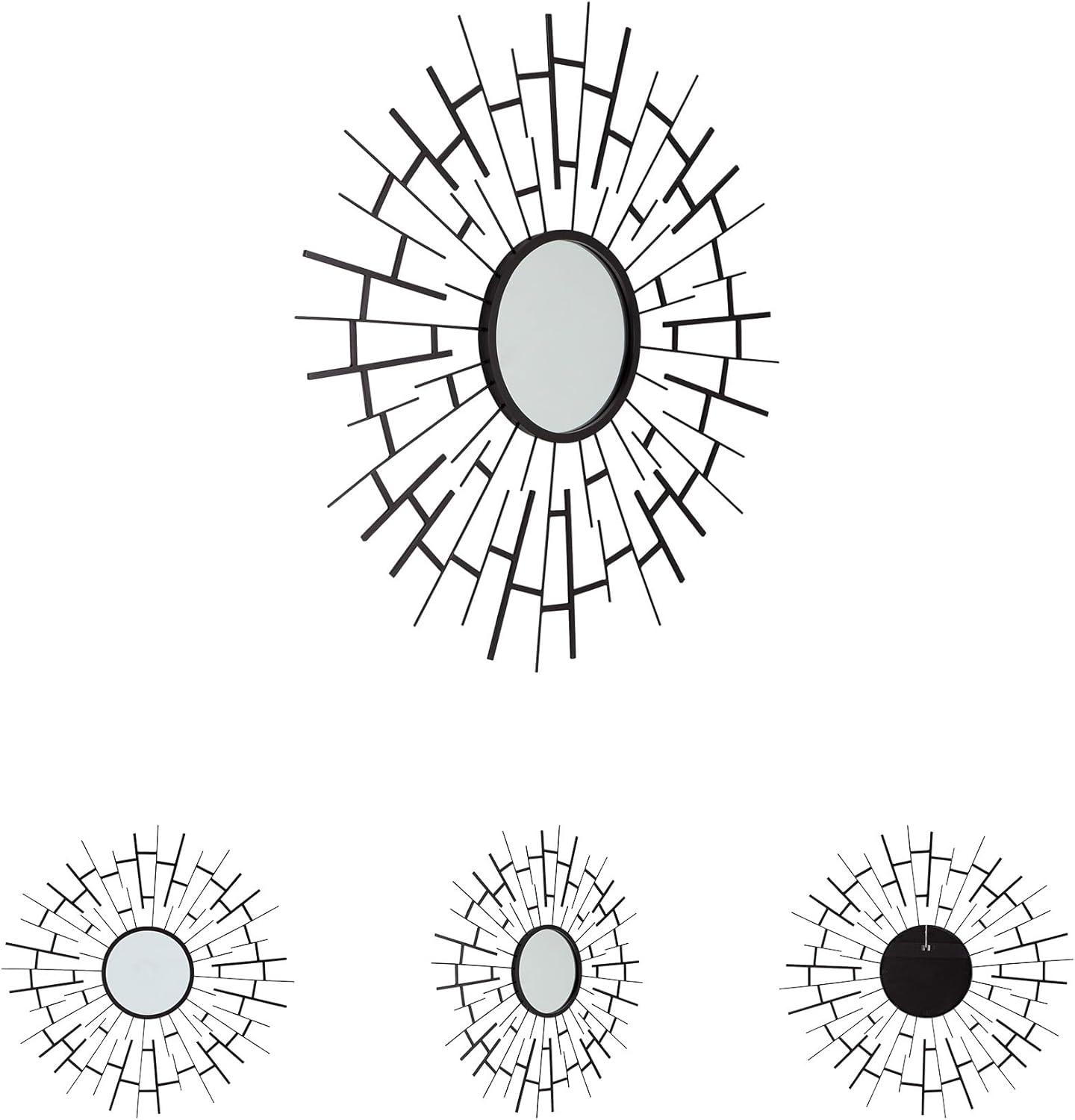 imageSignature Design by Ashley Garrenworth Contemporary Wall Mounted Accent Mirror with Metal Frame Black