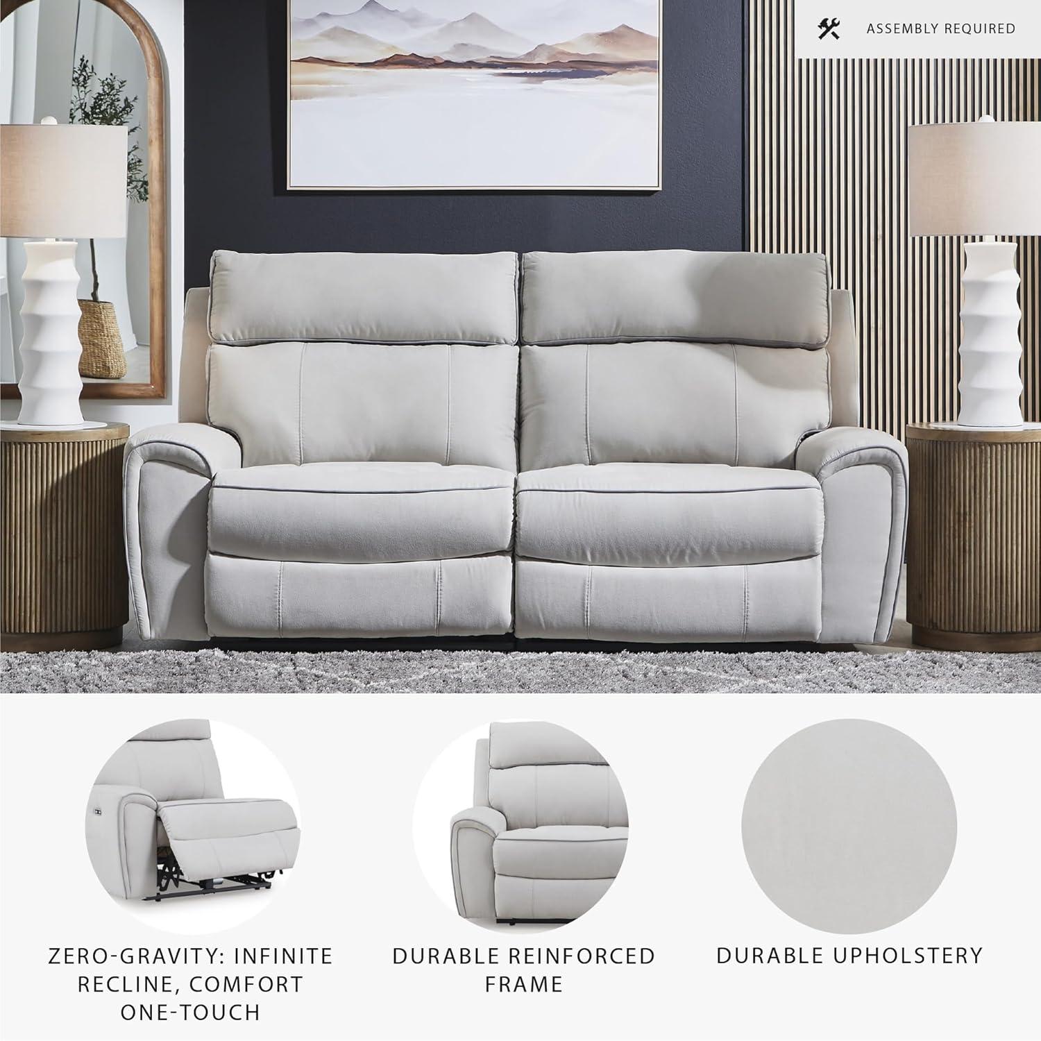 imageSignature Design by Ashley Grafton Pike Straight Contemporary 3Piece Power Reclining Sectional with Adjustable Headrest and USB Charging Ports Light Gray2Piece Reclining Loveseat
