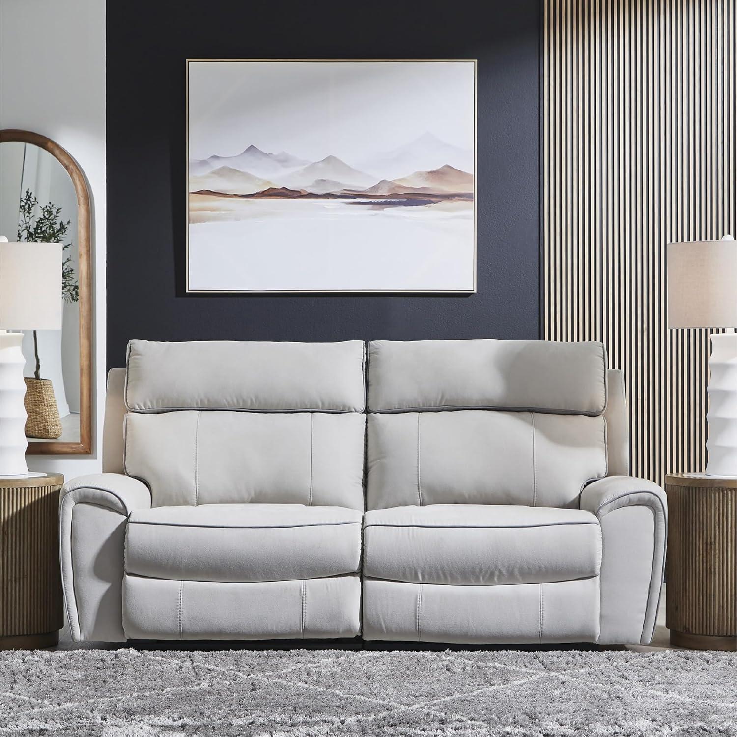 imageSignature Design by Ashley Grafton Pike Straight Contemporary 3Piece Power Reclining Sectional with Adjustable Headrest and USB Charging Ports Light Gray2Piece Reclining Loveseat